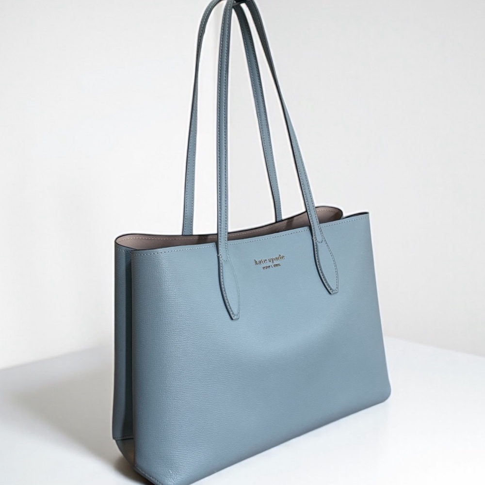 Authentic Kate Spade Blue Crossgrain Leather Tote Bag! - Picture 3 of 15